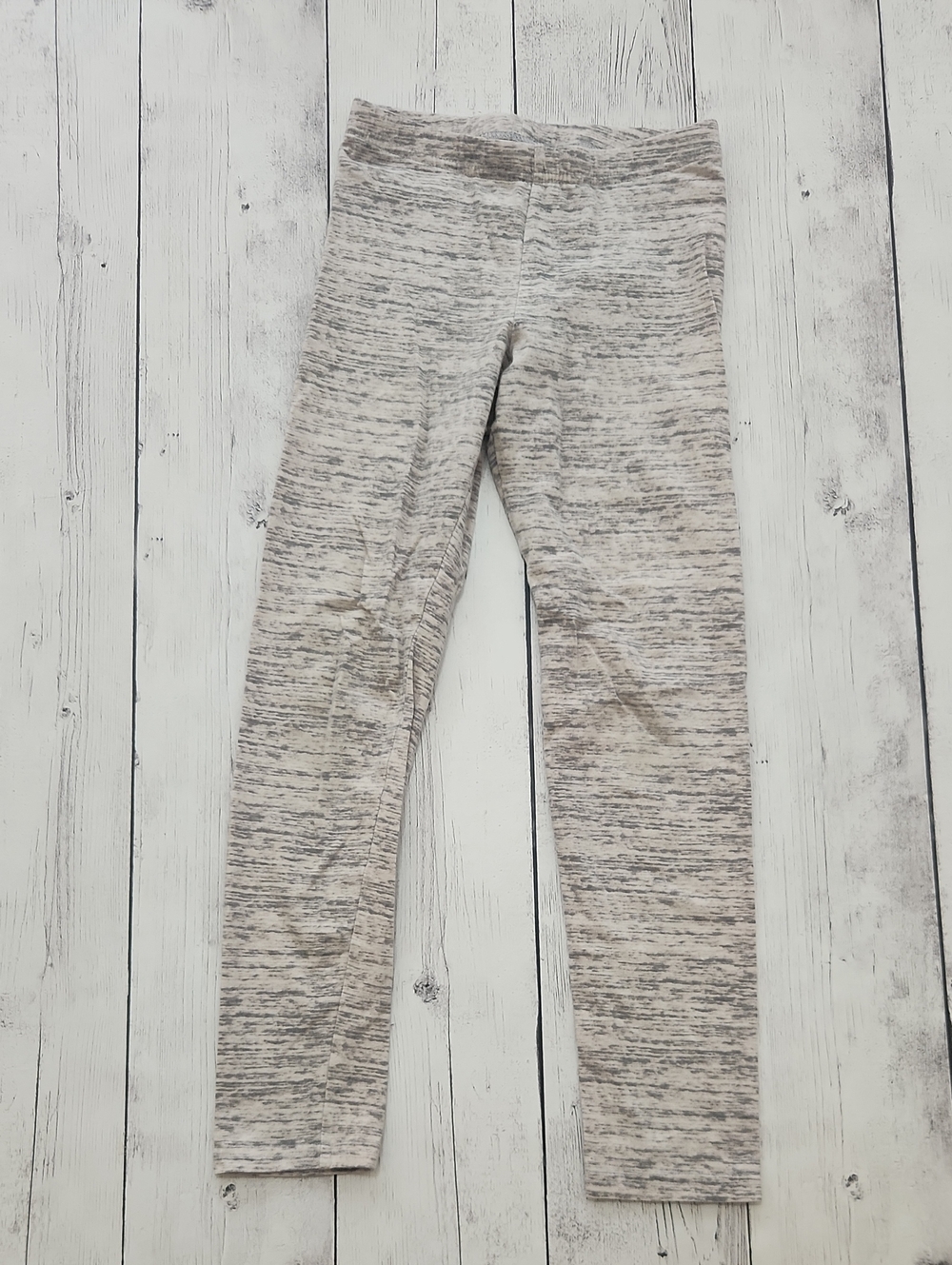 Old Navy Size 8 Girls White And Gray Striped Stretch Leggings